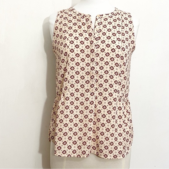 LOFT Outlet peplum waist half button front sleeveless high low lightweight top S - Picture 1 of 7